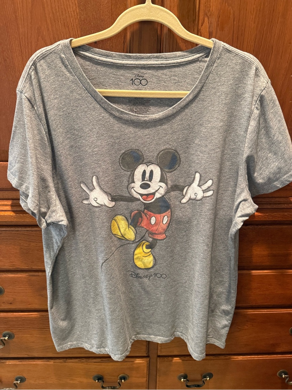 Disney 100  adults Gray Mickey Mouse Short Sleeve Tee